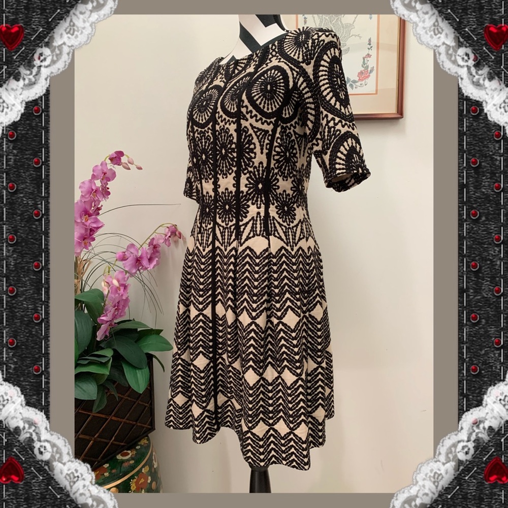Gabby Skye Multi Embroiled Pattern Pleated Dress - Picture 3 of 9